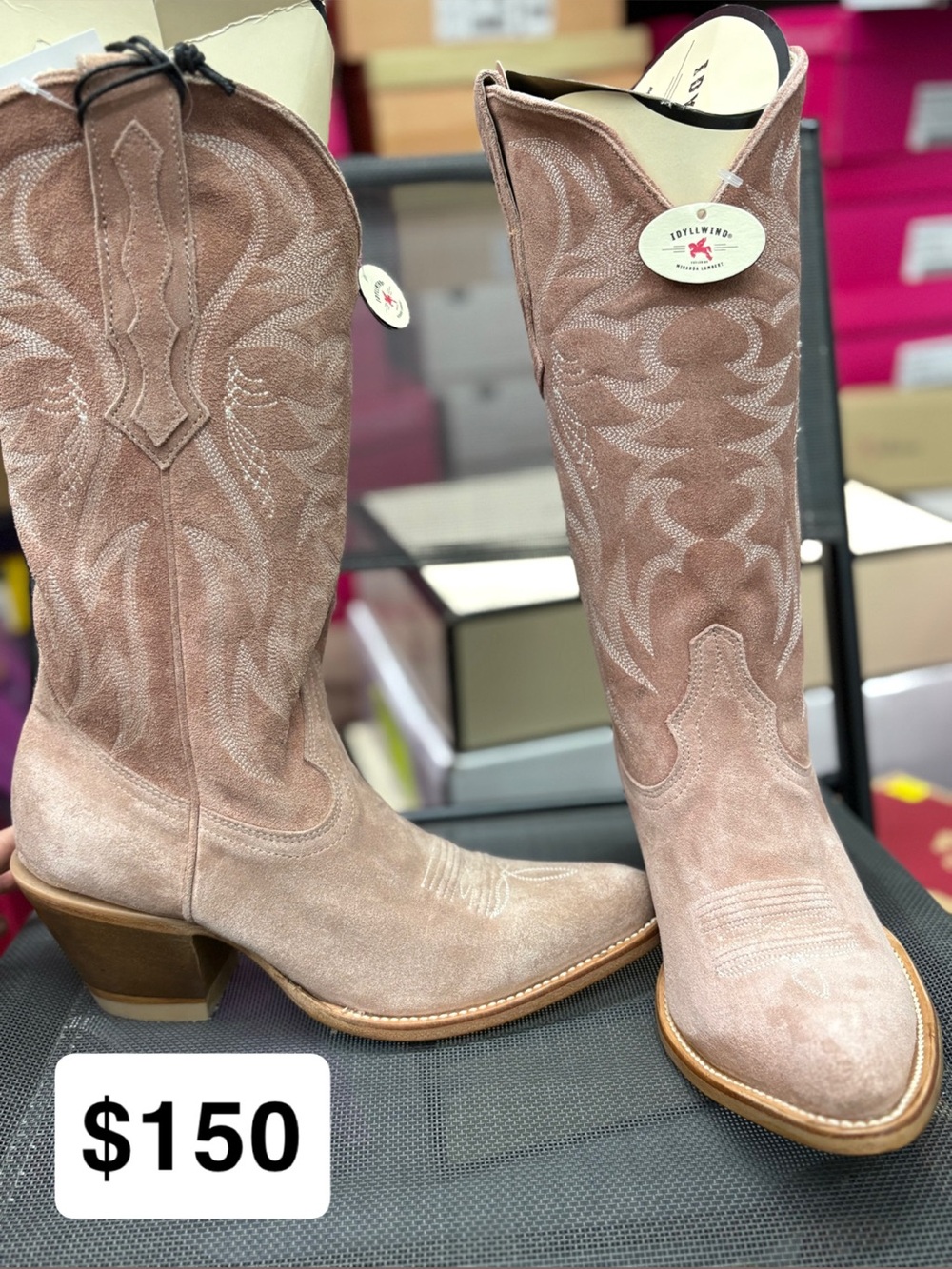 Idyllwind Pink Suede Western Ankle Boots